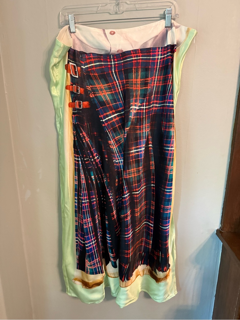 H&M x Glenn Martens Plaid Satin Maxi Skirt | Size XL